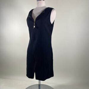 Vintage black zip up midi dress